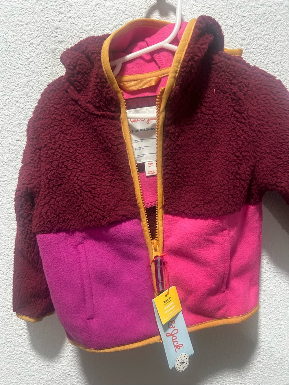 Tea Collection Pink & Berry Colorblock Sherpa Jacket